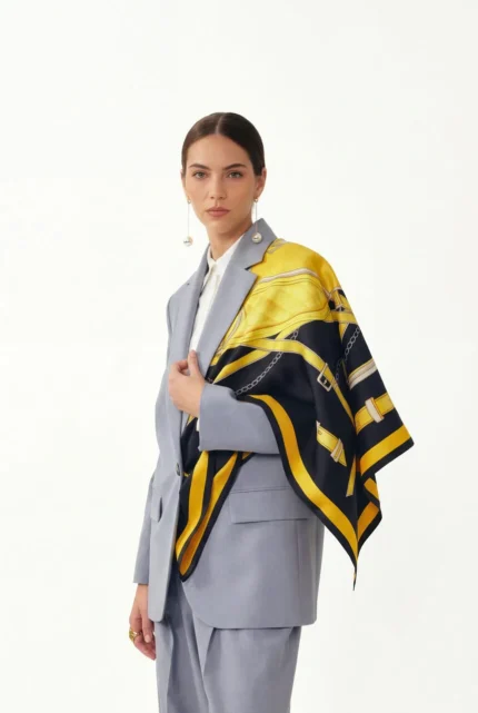 Eyer Desen / Sarı Eşarp