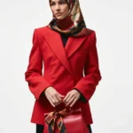 Atlar Desen / Kırmızı Eşarp