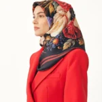 Büyük Çiçek Desen / Siyah Eşarp