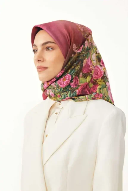 Gül Bahçesi Desen / Fuşya Eşarp