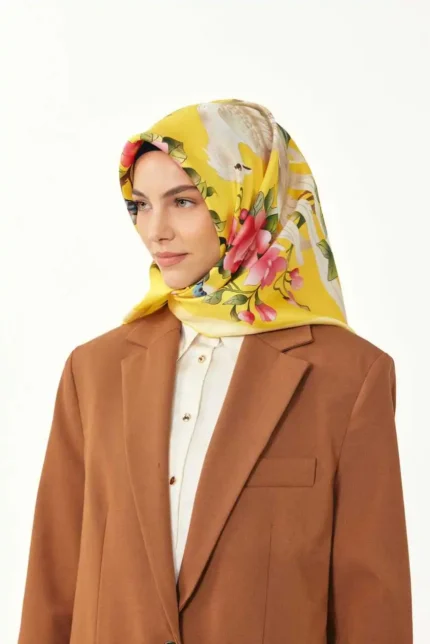 Kuşlar Desen / Sarı Eşarp