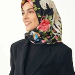 Kuşlar Desen / Siyah Eşarp