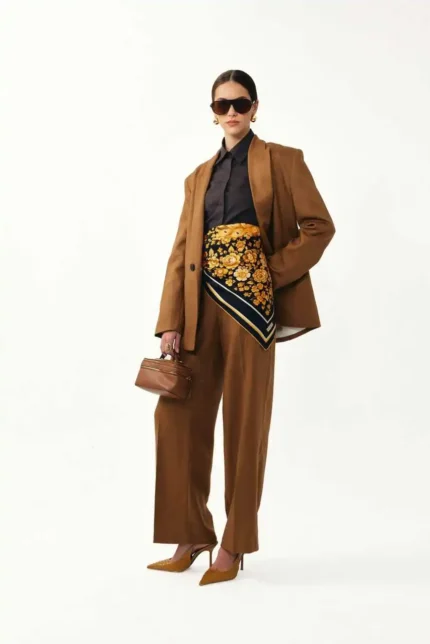 Tavuskuşu Desen / Sarı Eşarp