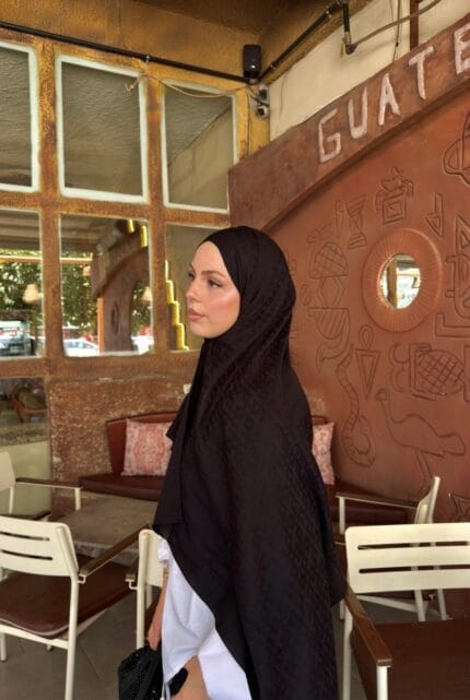 Naia Pamuk Şal/Kare Desen Siyah