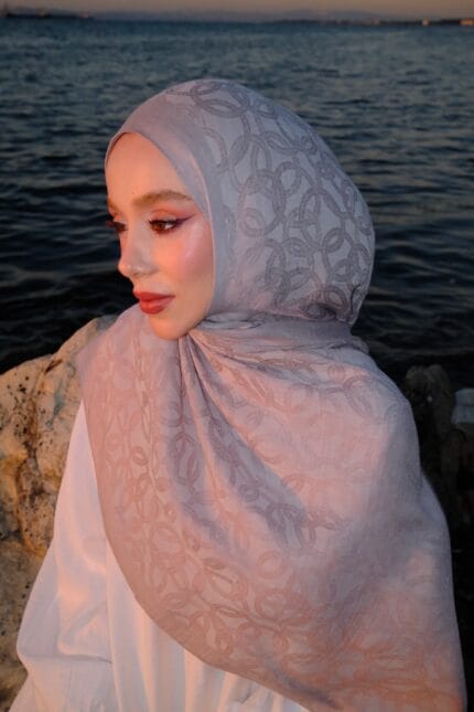 Naia Pamuk Şal/Halka Desen Gri