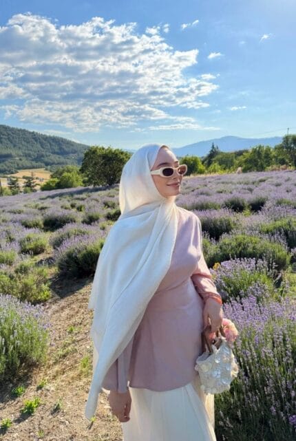 Naia Pamuk Şal/Zincir Desen Krem