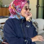 Büyük Çiçek Desen / Mavi Eşarp